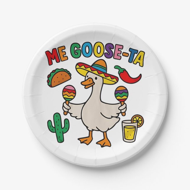 Plato De Papel Me Goose-Ta Funny Caballo Español Mexicano (Anverso)