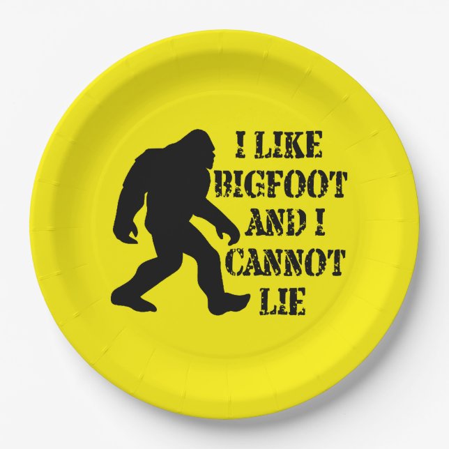 Plato De Papel Me gusta Bigfoot y no puedo mentir (Anverso)