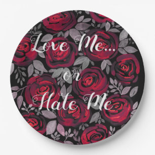 Plato De Papel Me quiero. Rosa , rojo , rosas rojas , acuarela , 