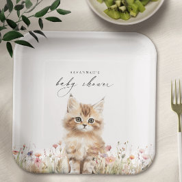 Plato De Papel Meadow Kitten | Cute Personalizado Kitty Cat Baby 