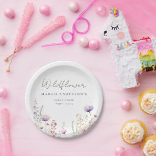 Plato De Papel Meadow Wildflower Field Baby Shower Woodland
