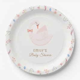 Plato De Papel Meadow Wildflower Princesa Chica Swan Baby Shower