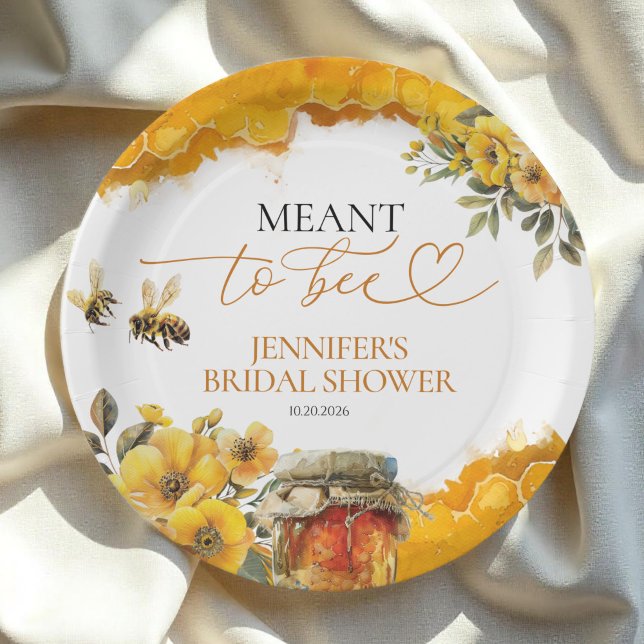 Plato De Papel Meant To Bee | Baño de novia floral acuarela (Subido por el creador)