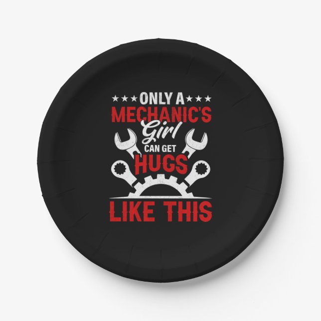 Plato De Papel Mecánico sólo Chica de un mecánico (Anverso)