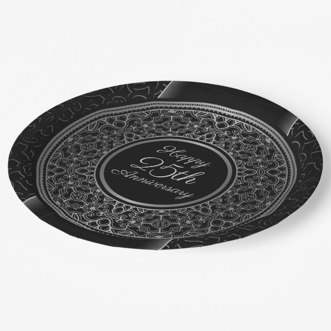 Plato De Papel Medallón de Plata 25 Aniversario (Angular)