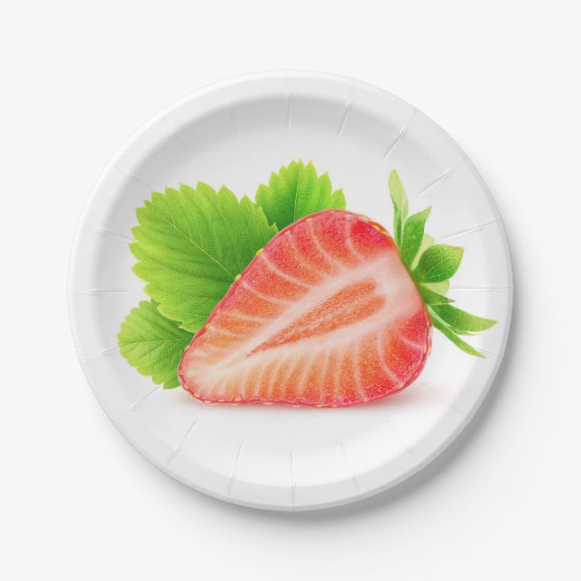 Plato De Papel Media de fresa (Anverso)