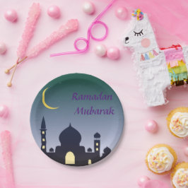 Plato De Papel Media Luna Islámica Ramadán Kareem Arte tipográfic
