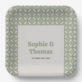 Plato De Papel Mediados del Siglo Mod Retro Boda Olive Green