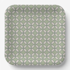 Plato De Papel Mediados del Siglo Mod Retro Boda Olive Green