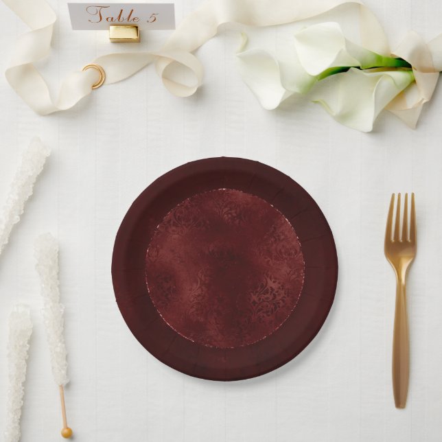 Plato De Papel Medianoche Henna Romance | Dámpara de zumbido de s (Boda)