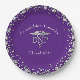 Plato De Papel Médica Enfermería práctica Graduación Plata morada