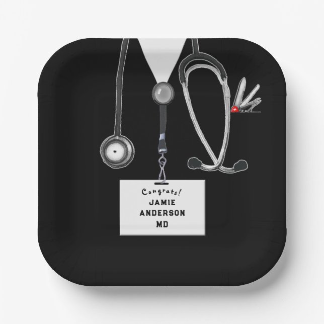 Plato De Papel Medical School Graduation Party Paper Plate (Anverso)