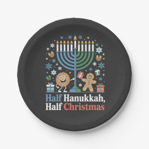 Plato De Papel Medio Hanukkah mitad Navidades Funny Christmukkah