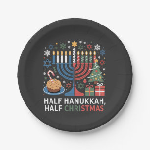 Plato De Papel Medio Navidad Mitad Hanukkah Christmukkah Funny