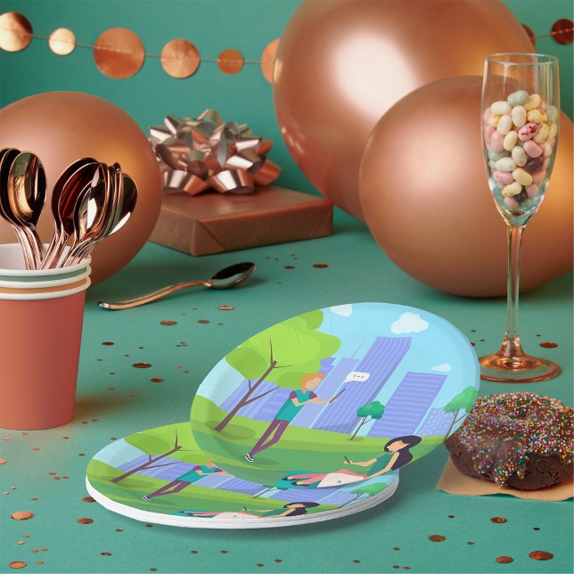 Plato De Papel Medios Sociales En El Parque (Subido por el creador)