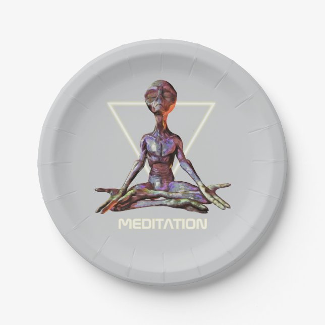 Plato De Papel Meditación. Extranjero en posición tranquila (Anverso)