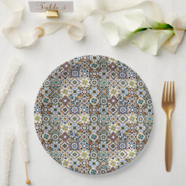 Plato De Papel Mediterranean Italy Blue Tiles Bridal Shower 