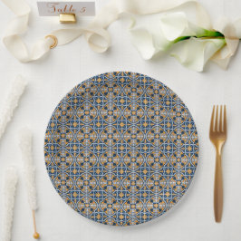 Plato De Papel Mediterranean Italy Blue Tiles Bridal Shower 