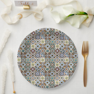 Plato De Papel Mediterráneo Italia Azulejos Despedida de Soltera 