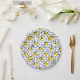 Plato De Papel Mediterrenean Citrus Lemon pattern