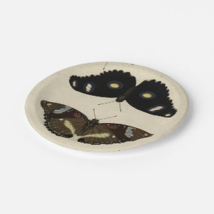 Plato De Papel Medley de mariposa colorida sobre fondo crema