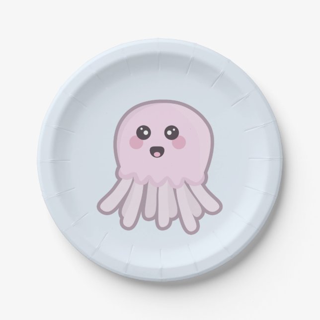 Plato De Papel Medusas de Kawaii (Anverso)