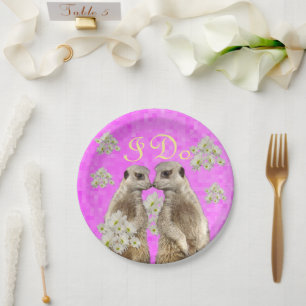 Plato De Papel Meerkats I Do Wedding Day, Placas Fiestas de papel