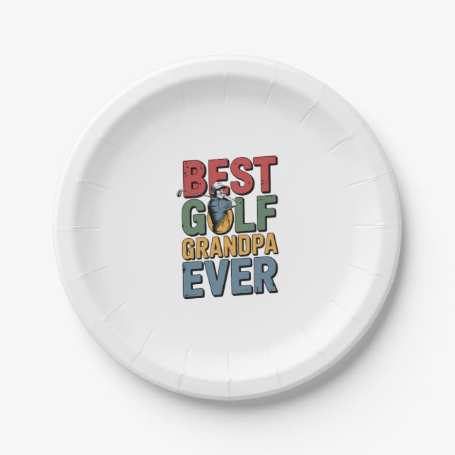 Plato De Papel Mejor Abuelo de Golf (Anverso)