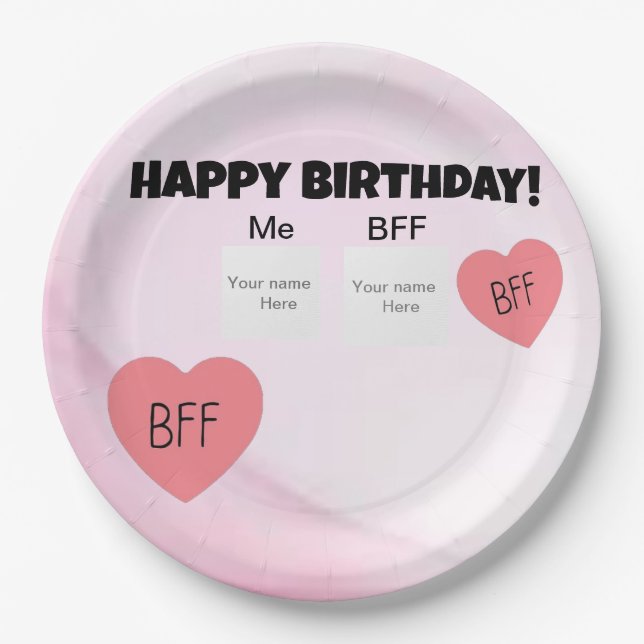 Plato De Papel Mejor amiga personalizada (Anverso)