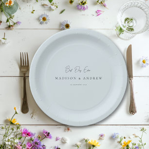 Plato De Papel ¡MEJOR DÍA DE LA VIDA! Boda moderna minimalista de
