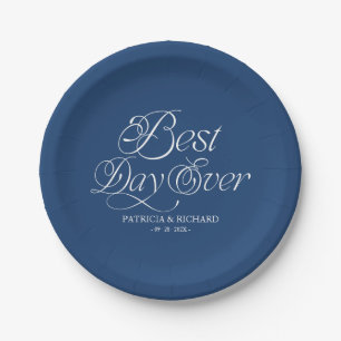 Plato De Papel Mejor Día de Todos Boda Minimalista Moderna