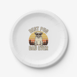 Plato De Papel Mejor diseño de camiseta vintage de pug para papá 