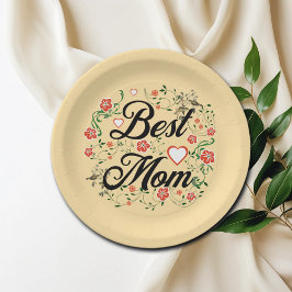 Plato De Papel Mejor Diseño Floral Elegante De Mamá