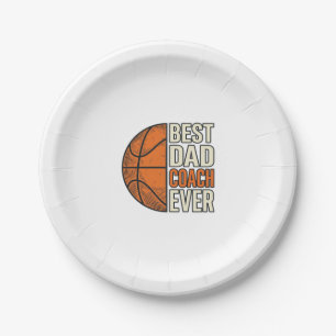 Plato De Papel Mejor Entrenador Papá de Baloncesto Diseño Vectori