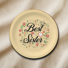 Plato De Papel Mejor Hermano Elegante Diseño Floral