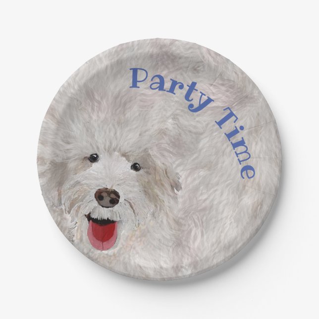 Plato De Papel Mejor Labradoodle Acogedor (Anverso)