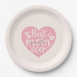 Plato De Papel Mejor Mamá del Corazón de Ever