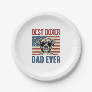 Plato De Papel Mejor Papá Boxer de Todos los Tiempos Perro Vintag