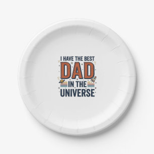 Plato De Papel Mejor Papá del Universo Diseño de Vector Espacial_