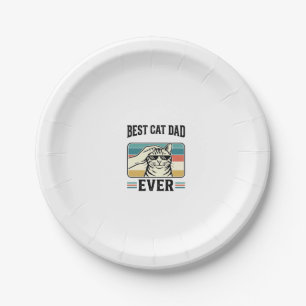 Plato De Papel Mejor papá gato de todos los tiempos Diseño vintag
