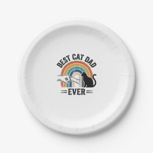 Plato De Papel Mejor papá gato de todos los tiempos Diseño vintag