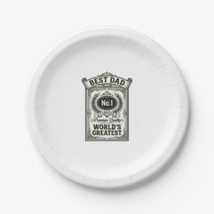 Plato De Papel Mejor Papá Grabado Vintage Día del Padre