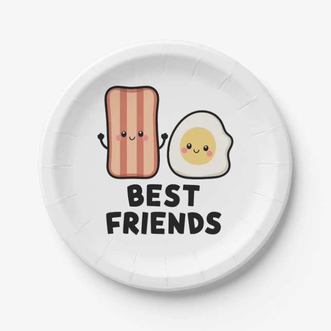 Plato De Papel Mejores amigos de Bacon y Egg (Anverso)