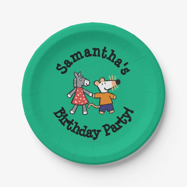 Plato De Papel Mejores amigos Maisy y manos manchadas del (Anverso)