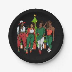 Plato De Papel Melanin Sistas Árbol de Navidad y regalos Chicas n