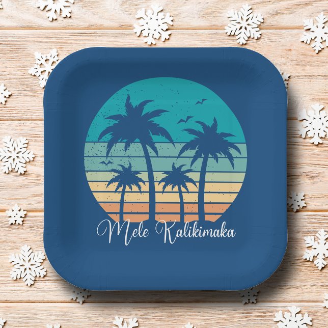 Plato De Papel Mele Kalikimaka Fiesta de Navidades del atardecer  (Subido por el creador)