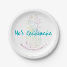 Plato De Papel Mele Kalikimaka Navidades Piña Tropical