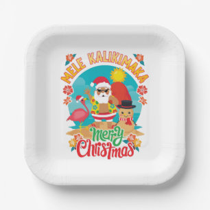 Plato De Papel Mele Kalikimaka para una brillante Navidad hawaian