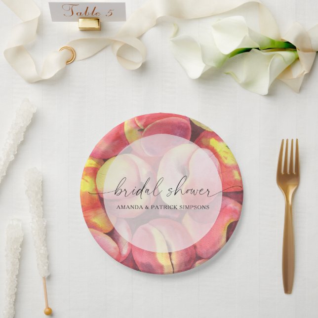 Plato De Papel Melocotones - Ducha de novia (Boda)
