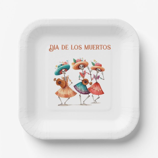 Plato De Papel Melodía de los muertos bailarines, personalizado (Anverso)